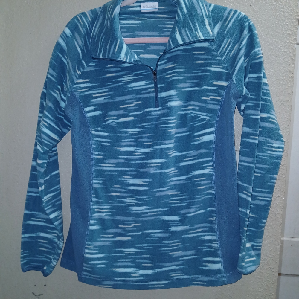Blue Patterned Quarter-Zip Pullover - image 1
